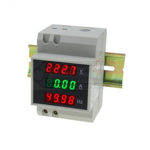 MEDIDOR DIGITAL LED V/A/HZ CARRIL DIN AC 80/300V 100A