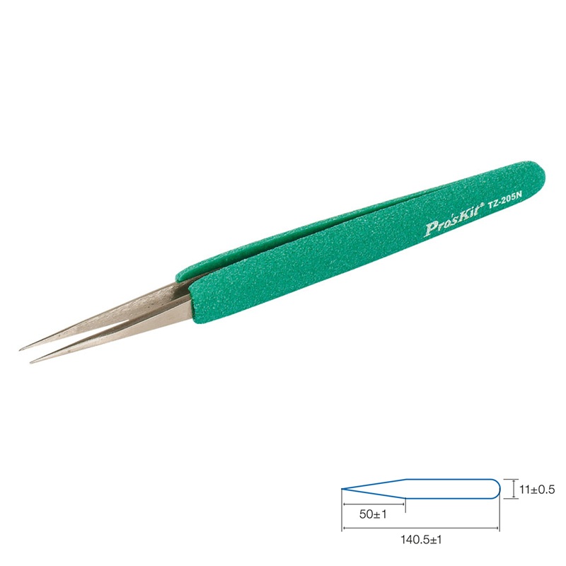 PINZAS DE PRECISIÓN PUNTAS RECTAS ANTIESTÁTICAS 140.5mm