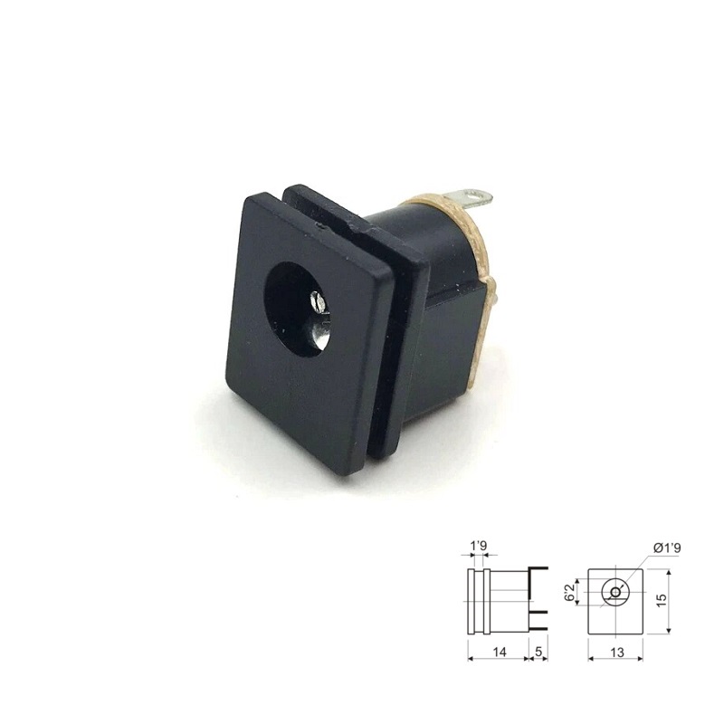 BASE JACK DC MACHO Ø1.9MM. RECTO ENCAJE CHASIS