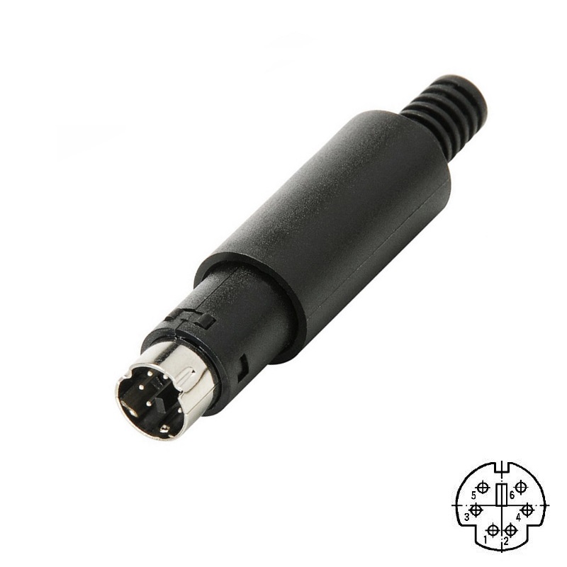 CONECTOR MINI DIN 6 PINES MACHO AÉREO