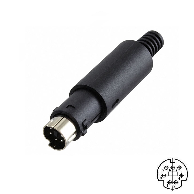 CONECTOR MINI DIN 7 PINES MACHO AÉREO