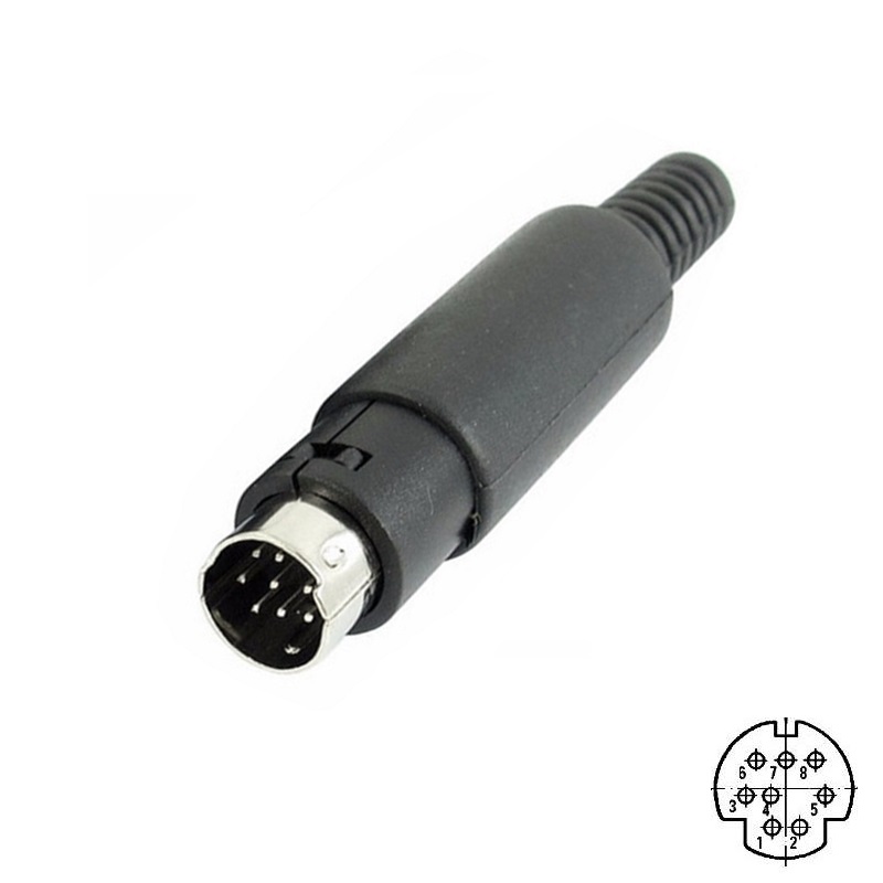 CONECTOR MINI DIN 8 PINES MACHO AÉREO