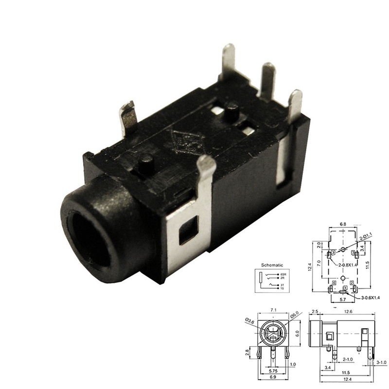 CONECTOR JACK 3.5mm HEMBRA 4P ÉSTEREO PCB