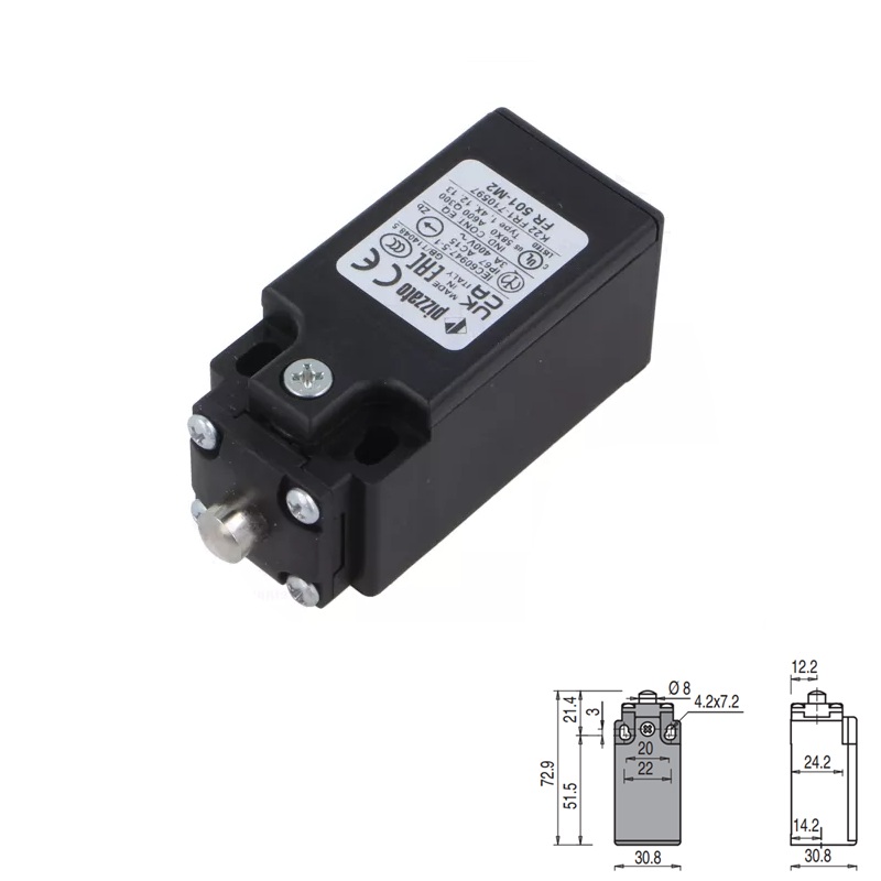 INTERRUPTOR DE POSICIÓN 1NO+1NC 6A/250VAC EMBOLO PISTÓN CORTO