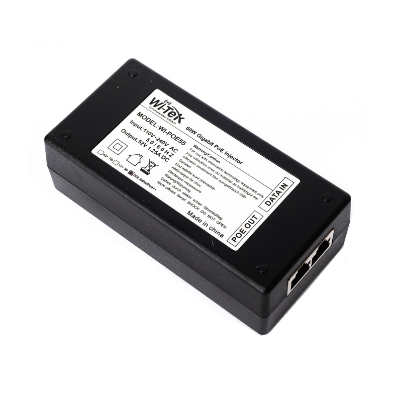 INYECTOR PoE GIGABIT 52V 60W WI-TEK 802.3af/at/bt