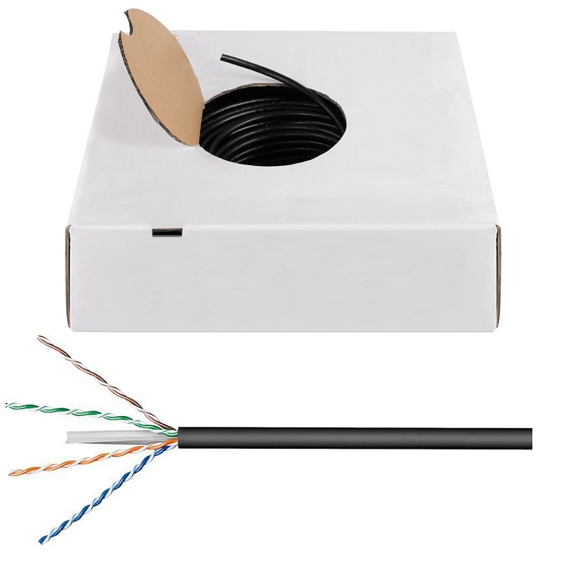 BOBINA CABLE U/UTP CAT6 AWG24 (COBRE) EXTERIOR NEGRO 100m