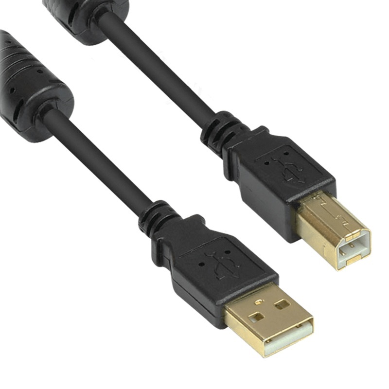 CABLE USB-A 2.0 MACHO a USB-B MACHO FERRITA NEGRO 2m