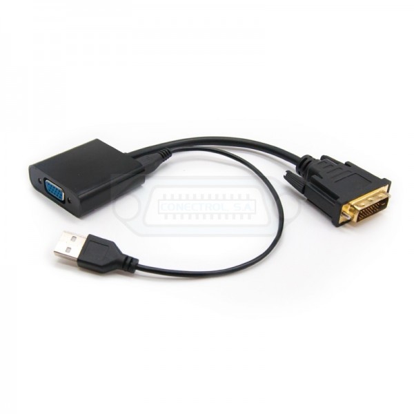 CONVERSOR VIDEO DVI-D (24+1) A VGA NEGRO 10CMS.