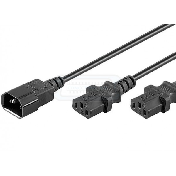 CABLE RED IEC C14 MACHO - DOBLE IEC C13 HEMBRA 2m