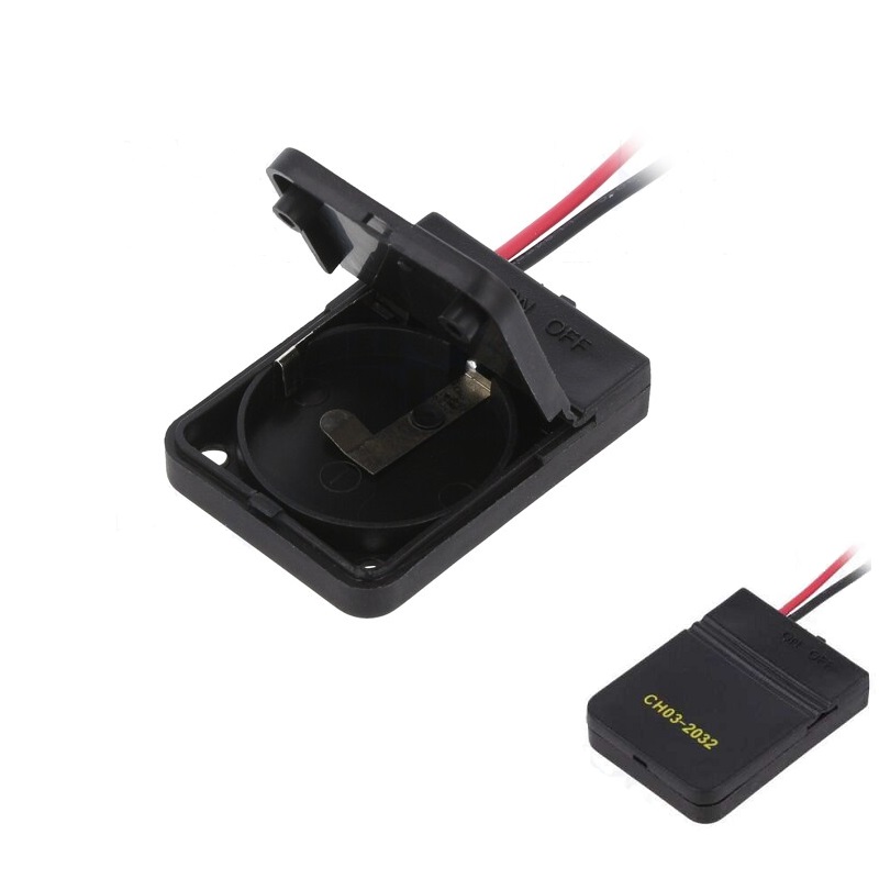 PORTAPILAS 1 PILA 2032 CON INTERRUPTOR + CABLE 0.15m