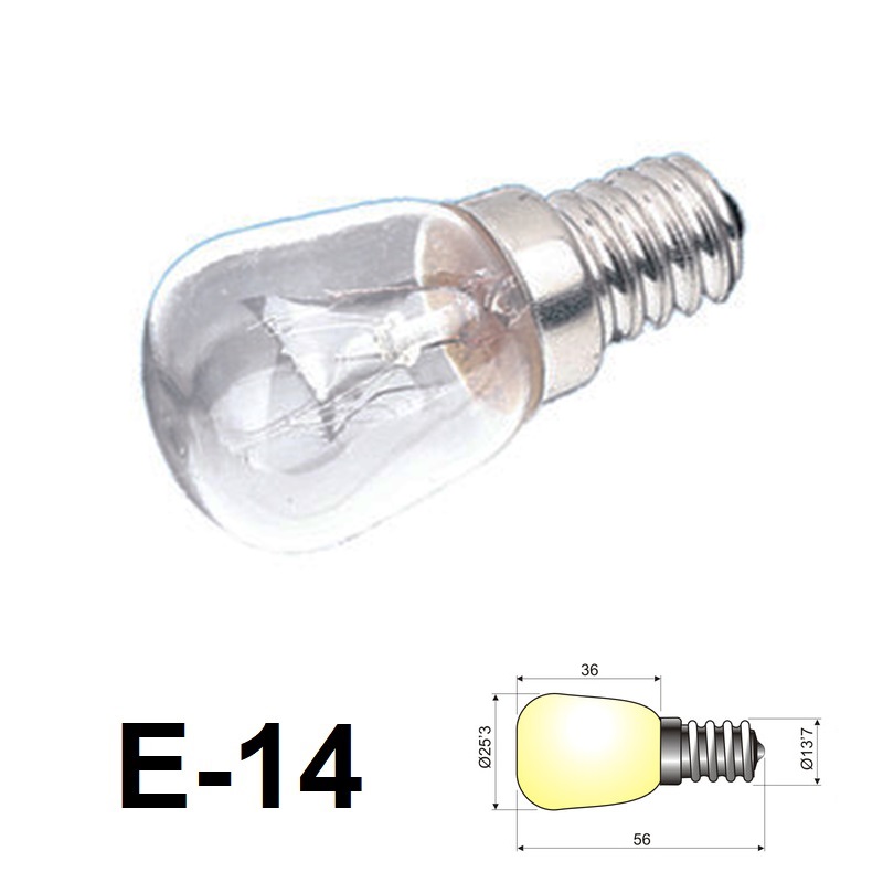 LAMPARITA DE FILAMENTO Ø25,3mm E14 AC 220V 15W FRIGORÍFICO