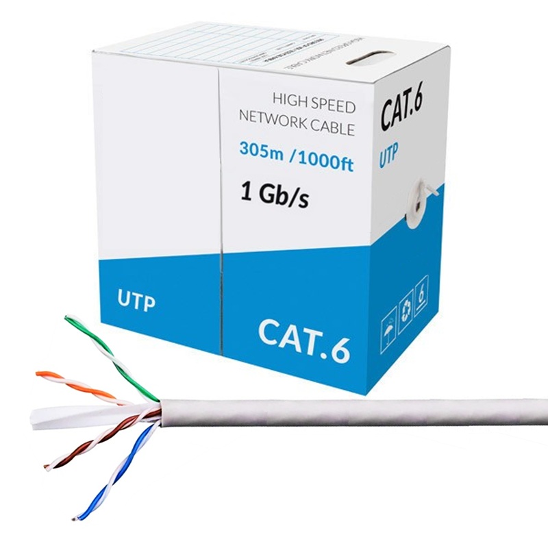 BOBINA CABLE U/UTP CAT6 1GB/S RÍGIDO CCA GRIS 305m