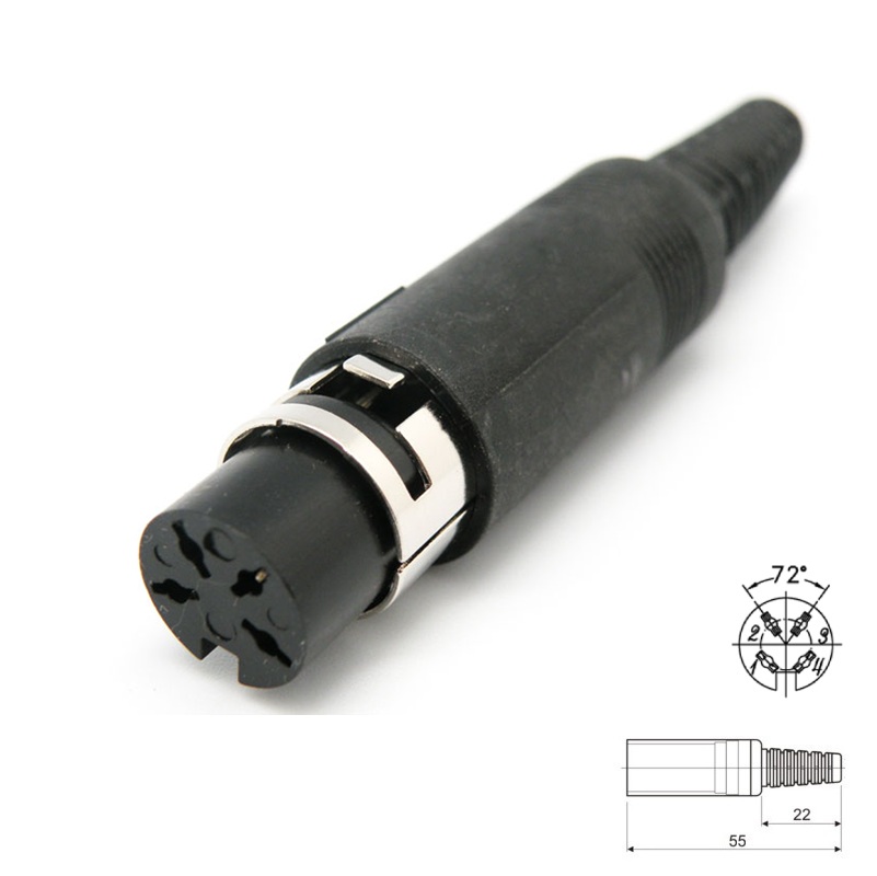 CONECTOR DIN 4P HEMBRA 72º (216º) AÉREO RECTO