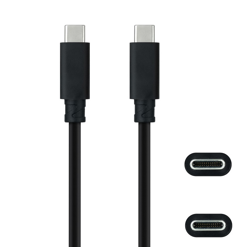 CABLE USB-C 3.1 Gen2 MACHO-MACHO 10GBPS 5A 100W NEGRO 1m