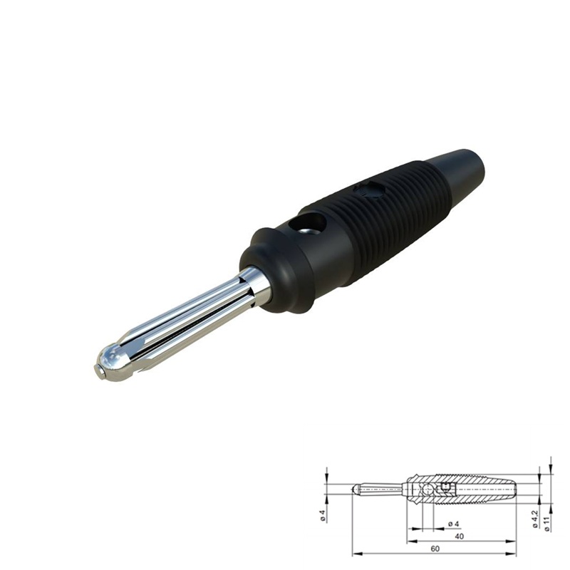 BANANA MACHO Ø4mm 16A HIRSCHMANN BUELA 20K NEGRO