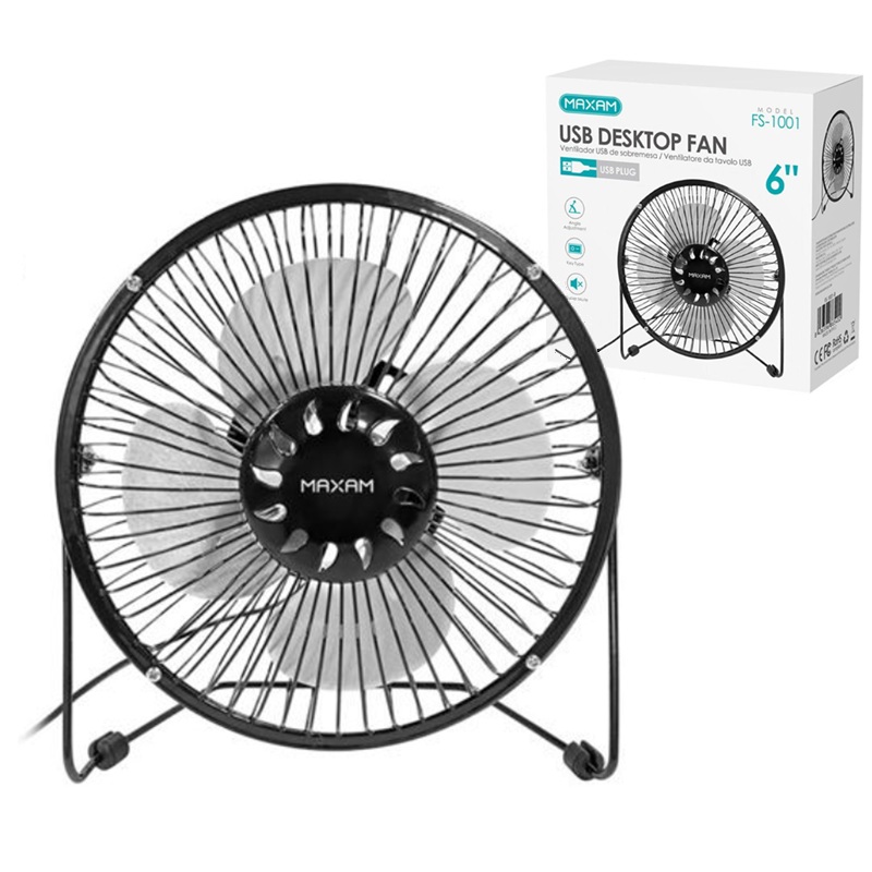 VENTILADOR SOBREMESA USB 6" SUPER SILENCIOSO 5V/2.5W NEGRO