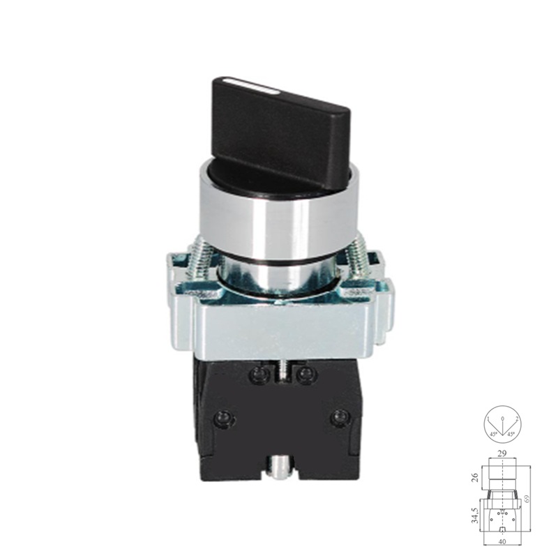 CONMUTADOR 3 POSICIONES PANEL Ø22mm 220V D7807 MANDO NEGRO