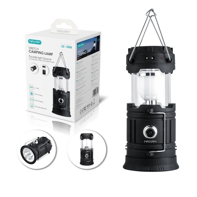 LAMPARA CAMPING 6+1 LED RECARGABLE SOLAR/DIRECTO