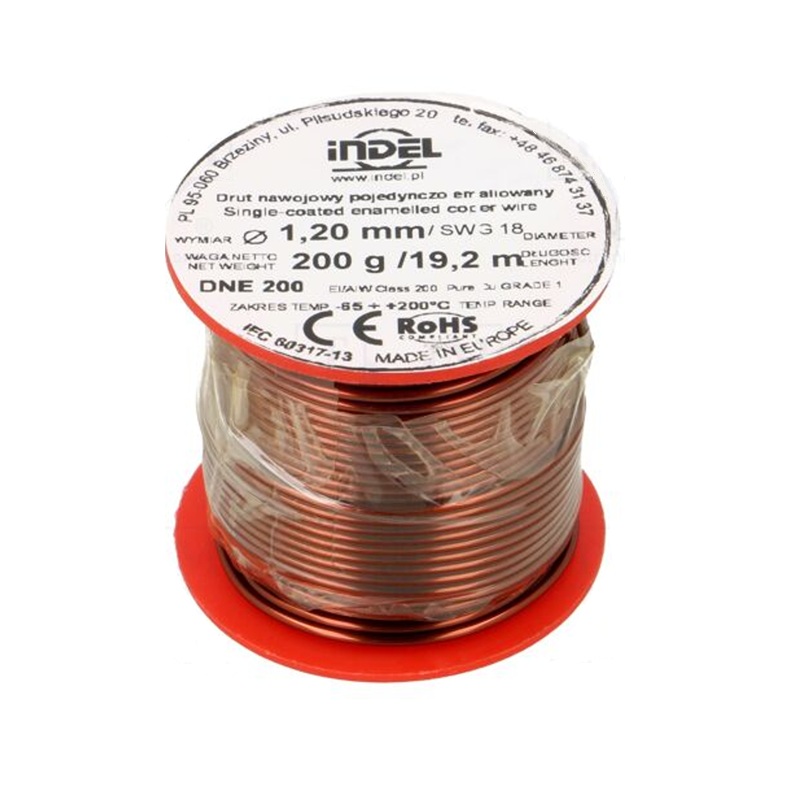 BOBINA HILO COBRE ESMALTADO Ø1.20mm 200g 19m