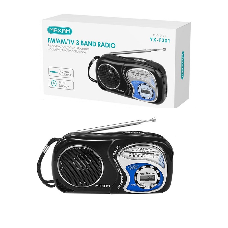 RADIO PORTÁTIL 3 BANDAS FM/AM/TV NEGRO