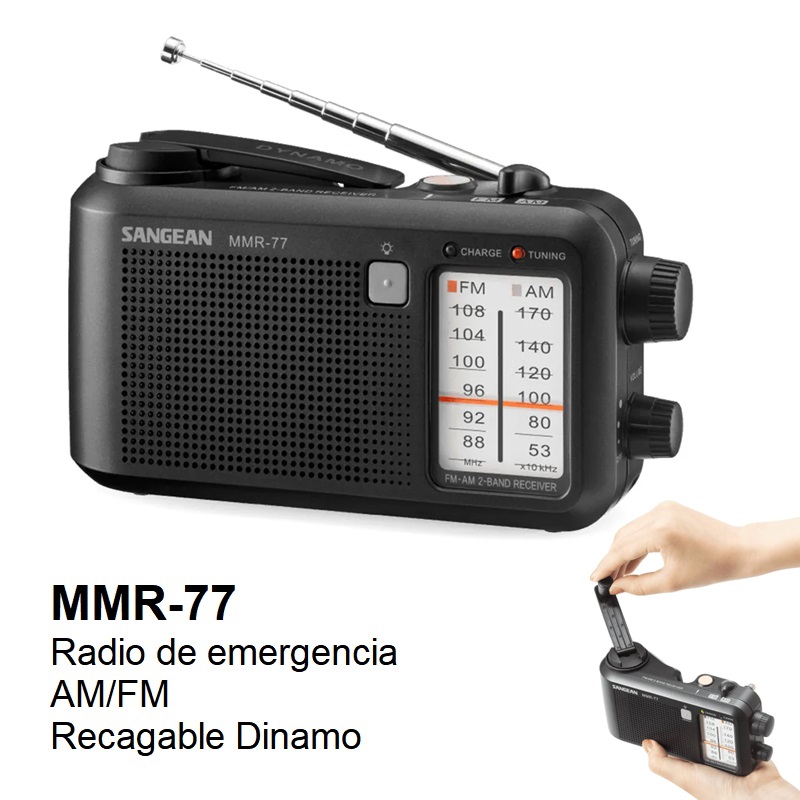 RADIO ANALÓGICA DE EMERGENCIA AM/FM SANGEAN MMR-77 RECARGABLE