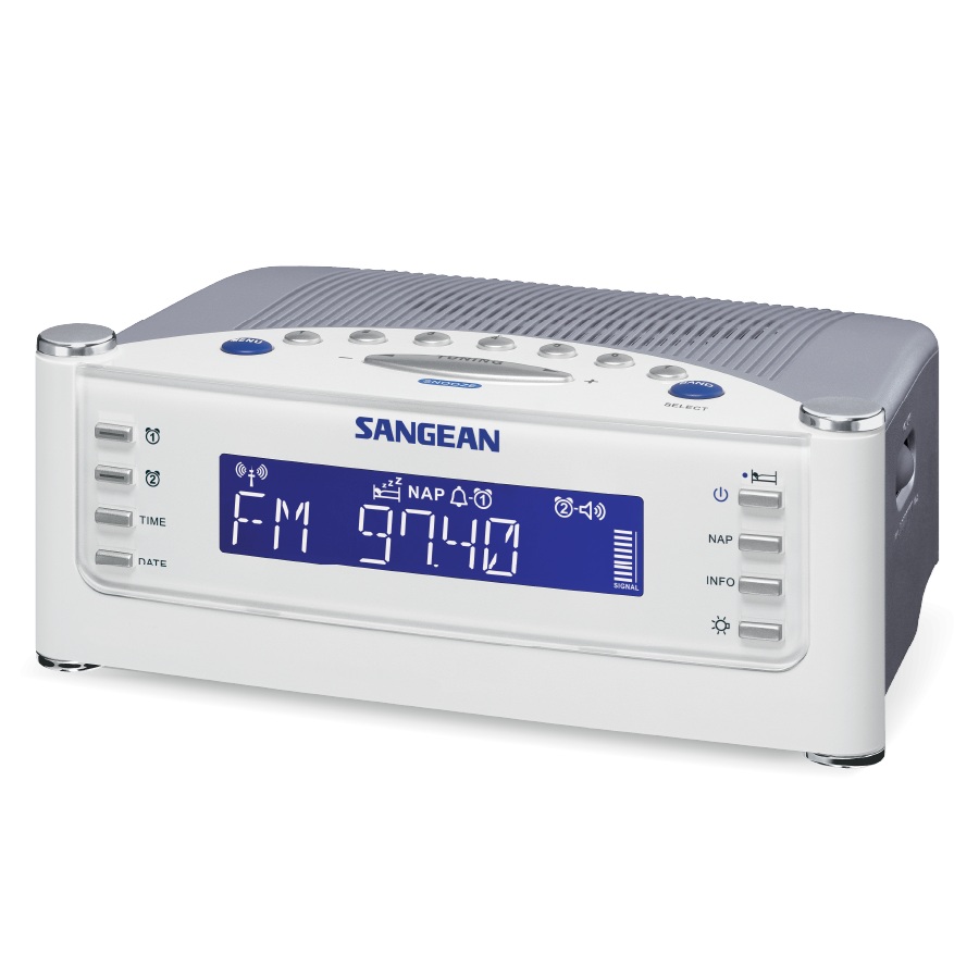 RADIO RELOJ DIGITAL FM-RDS AM SANGEAN RCR-22 LCD,NAP, HWS, BLANCO
