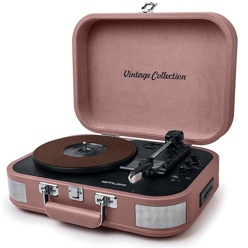 TOCADISCOS ESTÉREO VINTAGE MUSE MT-201BT BLUETOOTH, 2x5W, ROSA