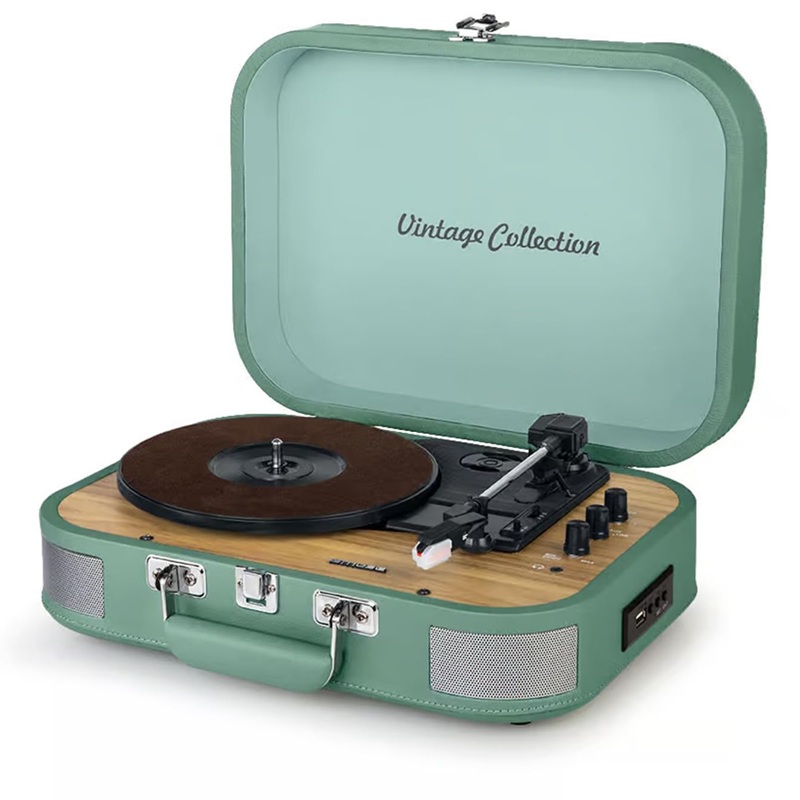 TOCADISCOS ESTÉREO VINTAGE MUSE MT-201BT BLUETOOTH, 2x5W, VERDE