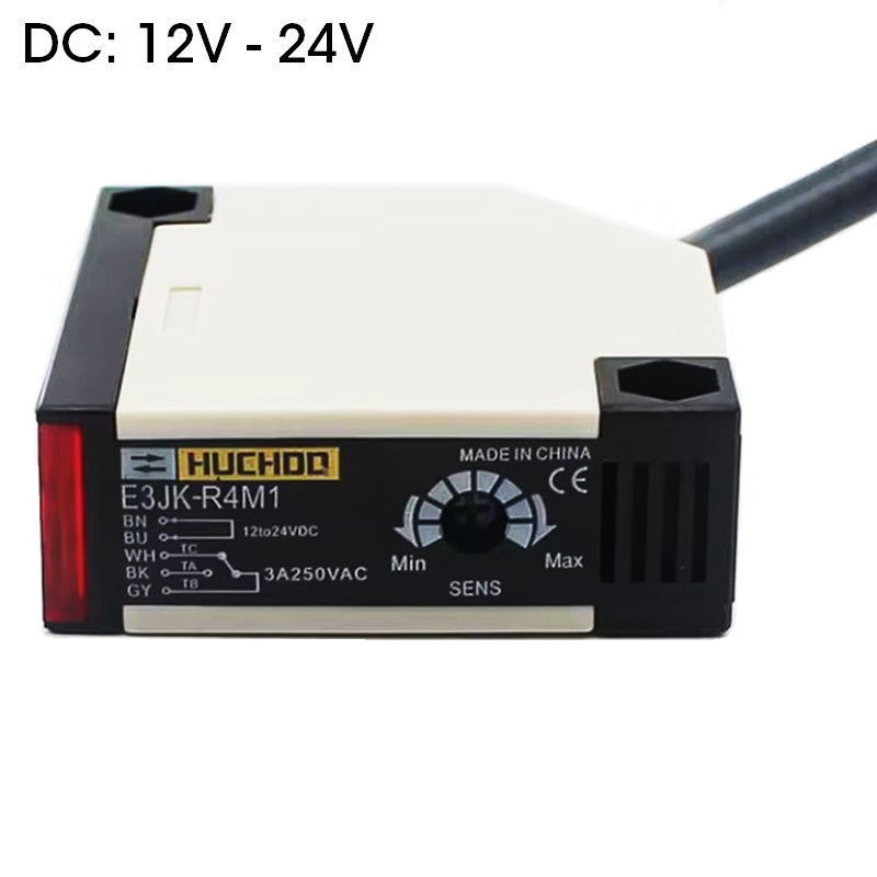 SENSOR FOTOELÉCTRICO HUCHOO E3JK-R4M1 (12VDC) ALCANCE 4m