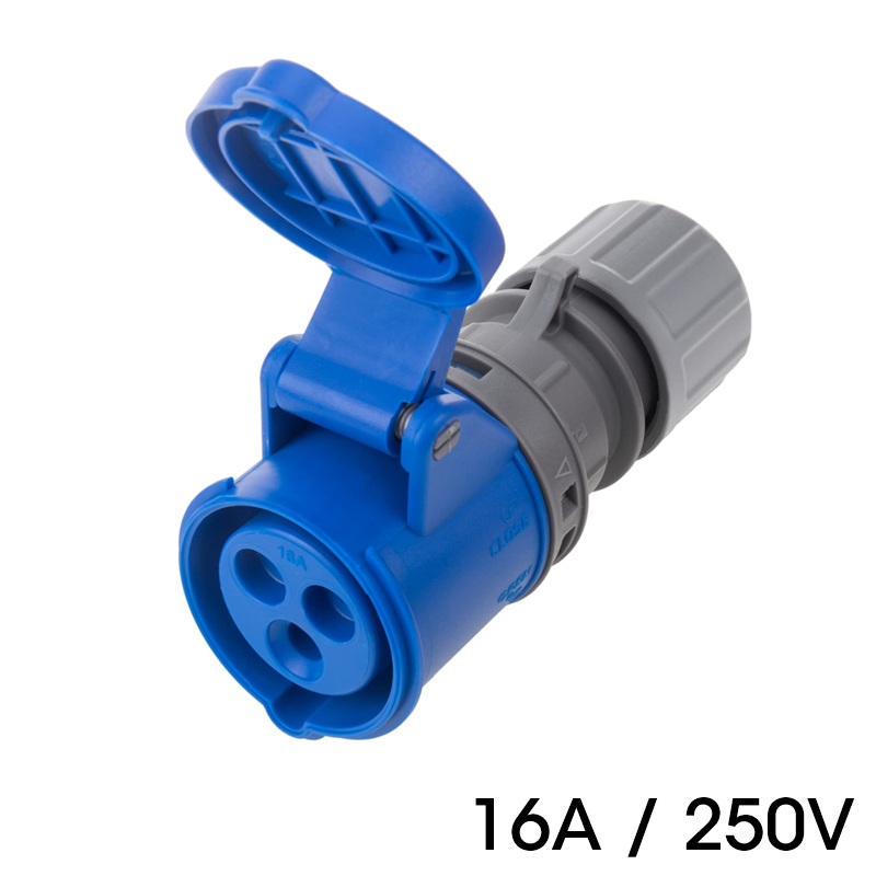 CONECTOR CETAC 2P+PE HEMBRA 16A 230V AC IP44 AZUL