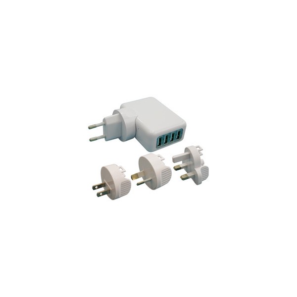 KIT CARGADOR USB VIAJE 4XUSB 5V 2.1A