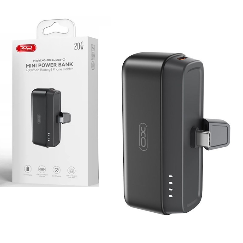 POWER BANK XO MINI 5.000mAh 20W USB-C (SOPORTE) NEGRO