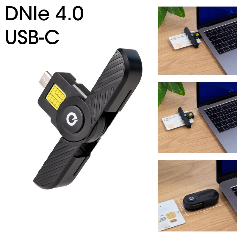 LECTOR TARJETAS DNIe USB-C 2.0 NEGRO