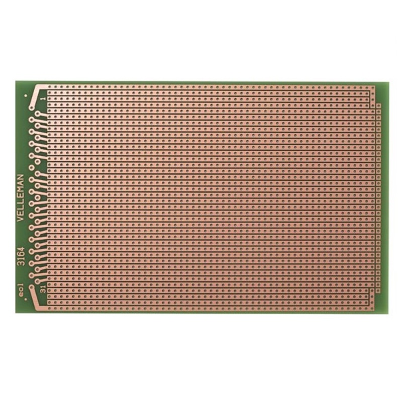 PLACA C.I. PERFORADA LÍNEAS, 1 CARA, 100x160mm, EUROCARD, FR4