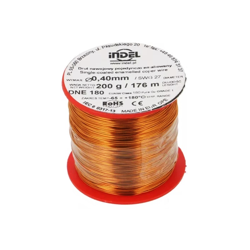BOBINA HILO COBRE ESMALTADO Ø0.40mm 200g 176m