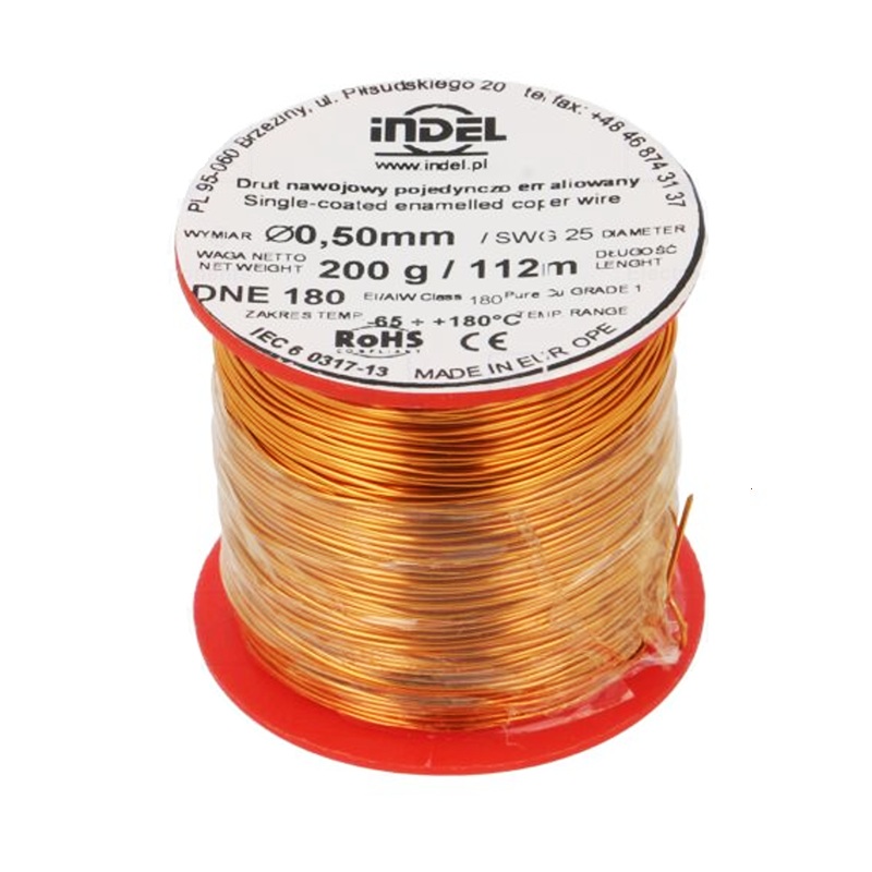 BOBINA HILO COBRE ESMALTADO Ø0.50mm 200g 112m
