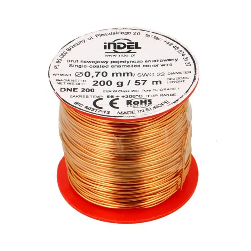 BOBINA HILO COBRE ESMALTADO Ø0.70mm 200g 57m