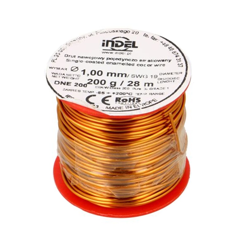 BOBINA HILO COBRE ESMALTADO Ø1.00mm 200g 28m