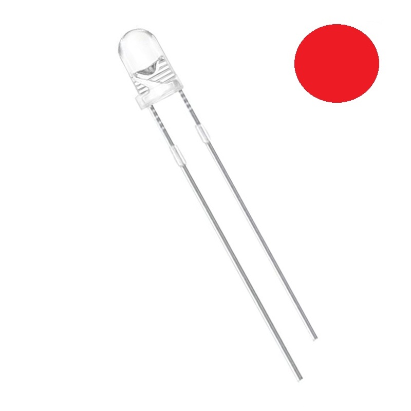 DIODO LED Ø3mm ROJO ALTO BRILLO 3000mcd 30º