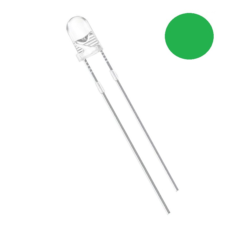 DIODO LED Ø3mm VERDE ALTO BRILLO 15000mcd 25º