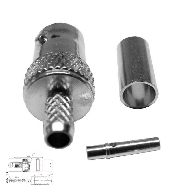 CONECTOR BNC HEMBRA AÉREO RECTO CRIMPAR RG58