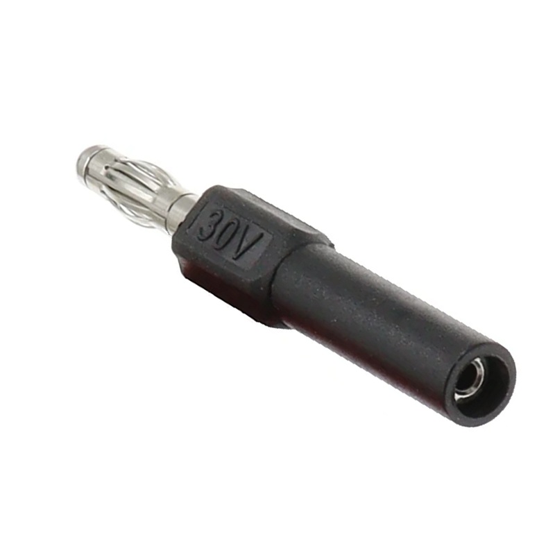 ADAPTADOR BANANA Ø2mm HEMBRA a MACHO Ø4mm NEGRO