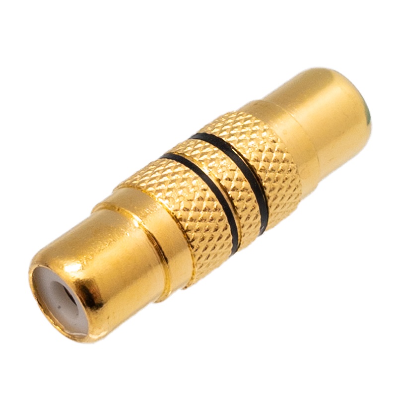 ADAPTADOR RCA HEMBRA - HEMBRA METAL DORADO NEGRO