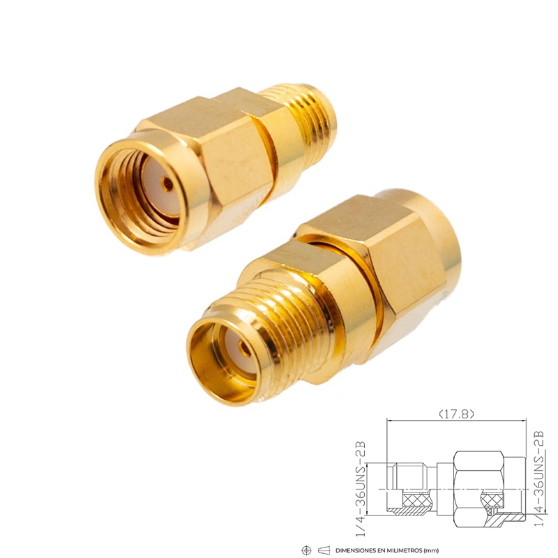 ADAPTADOR SMA RP MACHO - SMA HEMBRA