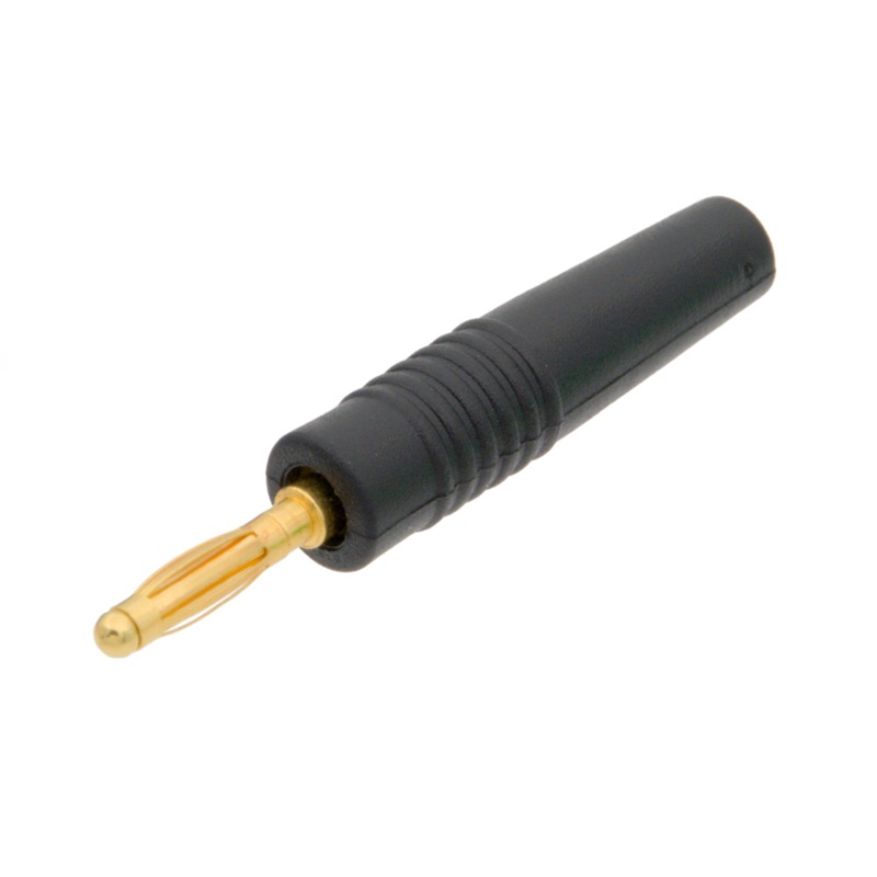 BANANA MACHO Ø2mm 10A DORADO AISLAMIENTO NEGRO