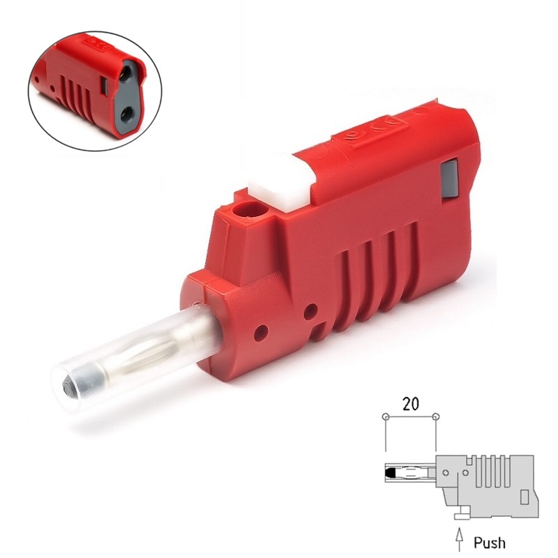 BANANA MACHO Ø4mm AISLADO - 2x HEMBRAS ROJO