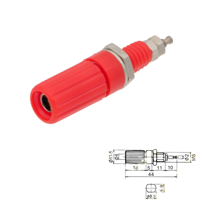 BANANA HEMBRA Ø4mm CHASIS AISLADO ROJO