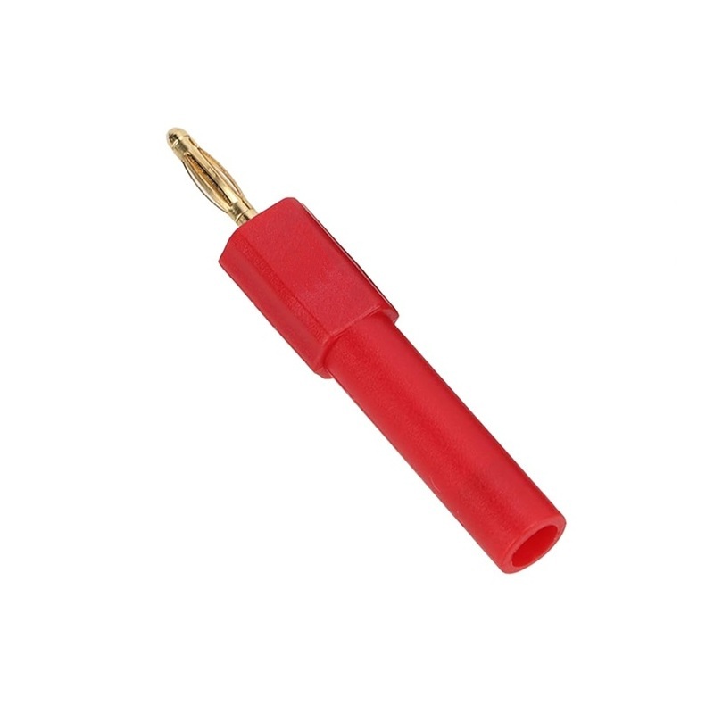 ADAPTADOR BANANA Ø4mm HEMBRA a MACHO Ø2mm ROJO