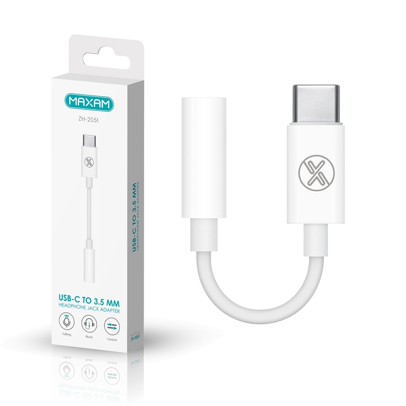 ADAPTADOR USB-C MACHO - MINI JACK 3.5mm HEMBRA DAC BLANCO