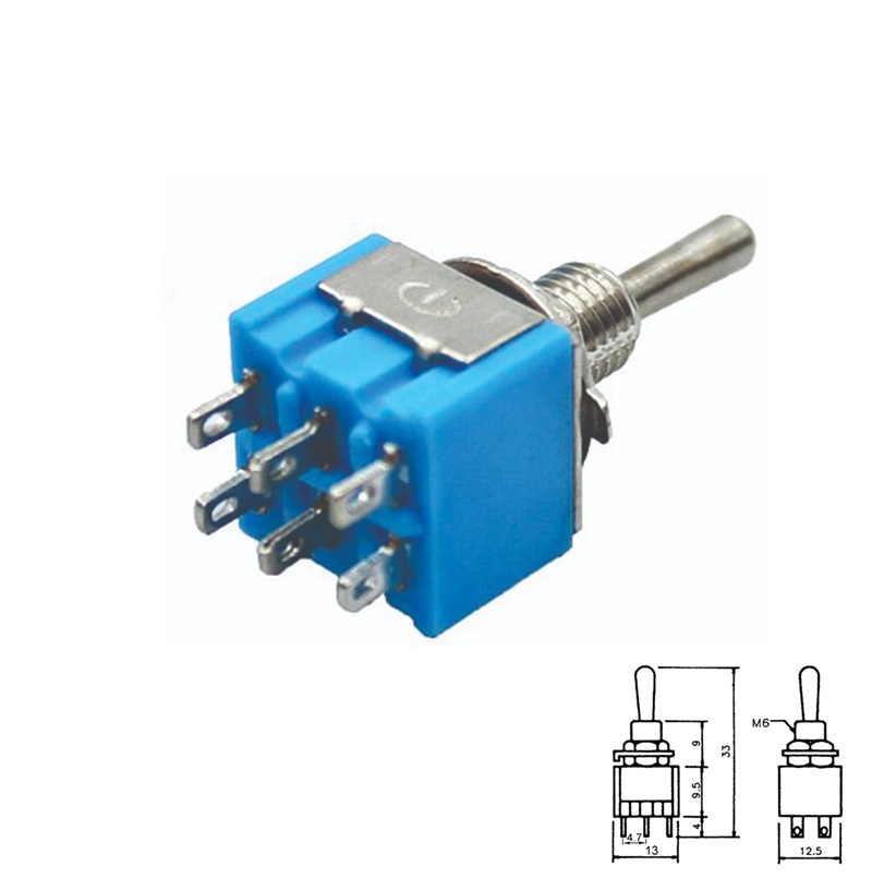 INTERRUPTOR PALANCA 3P (ON-OFF-ON) 2Co 3A/250VAC M6 FASTON